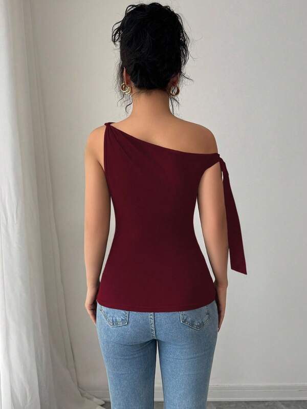 Solid Color Spaghetti Strap T-Shirt