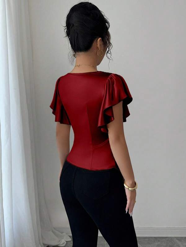 Cap Sleeve Asymmetrical Hem T-Shirt