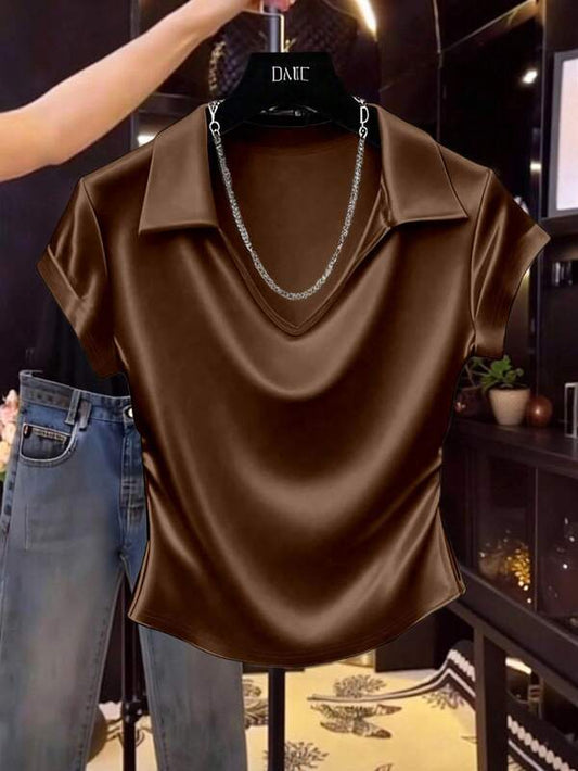 Satin Shiny T-Shirt Maillard Style