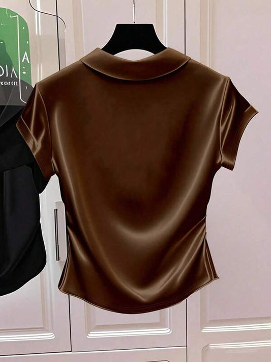 Satin Shiny T-Shirt Maillard Style