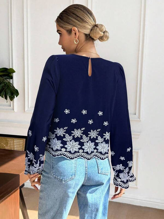 Casual Crew Neck Long Sleeve Pullover Shirt