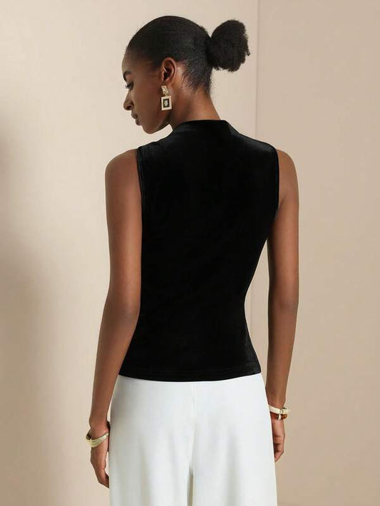 Solid Color Velvet Top with Metallic