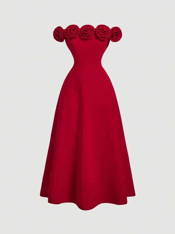 3D Floral Decor Dress