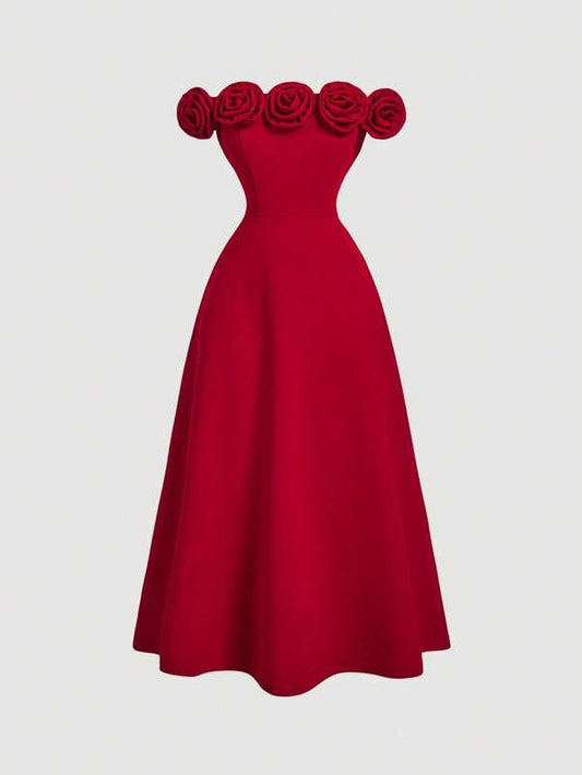 3D Floral Decor Dress