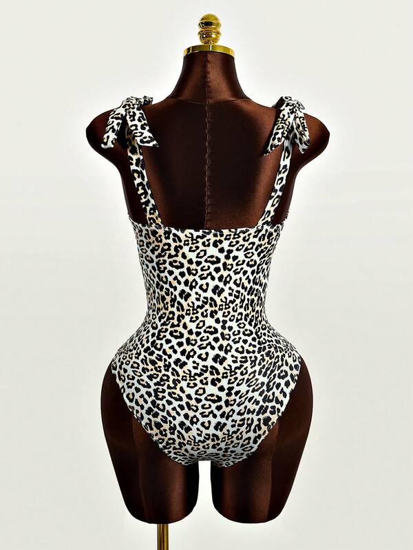 Leopard Print One Piece Swimsuit