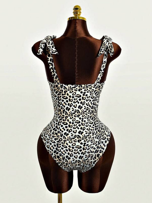 Leopard Print One Piece Swimsuit