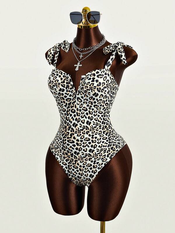 Leopard Print One Piece Swimsuit