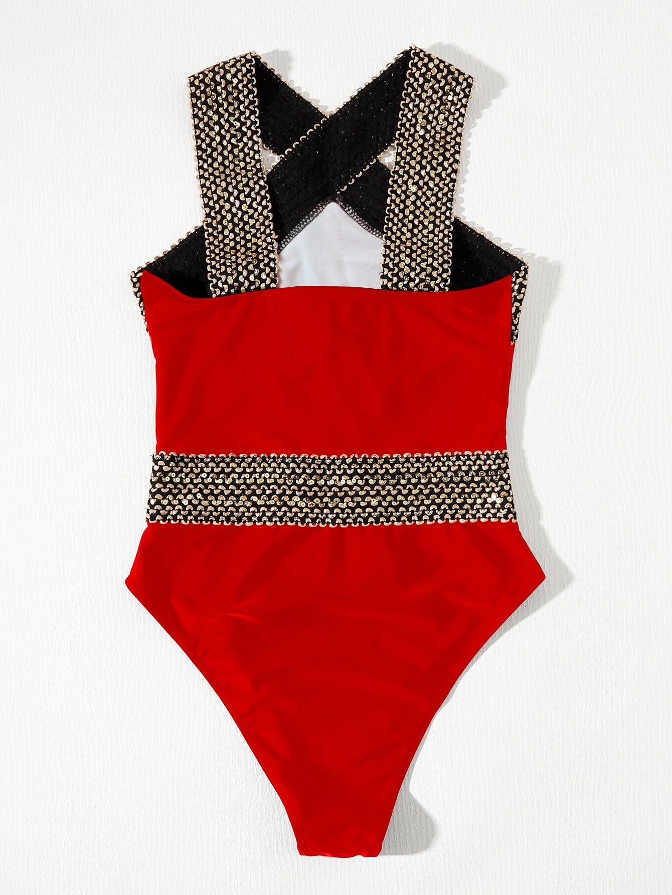 Stitch Detail Cross One Piece Swimsuit