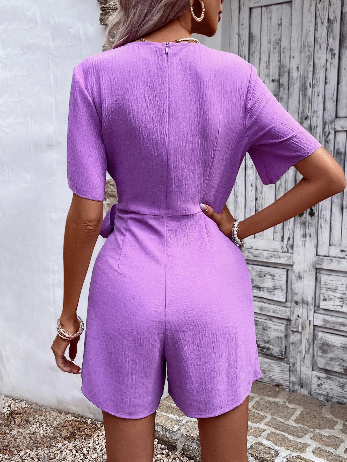 Solid Knot Side Wrap Romper