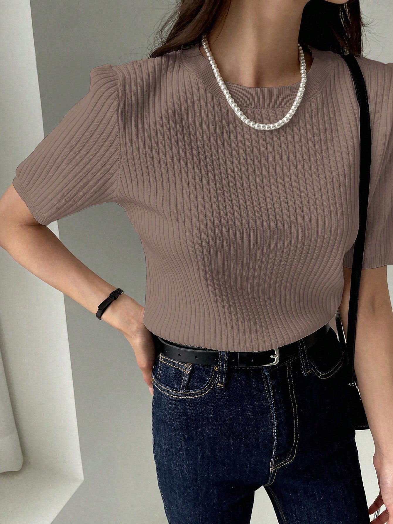 Solid Ribbed Knit Top