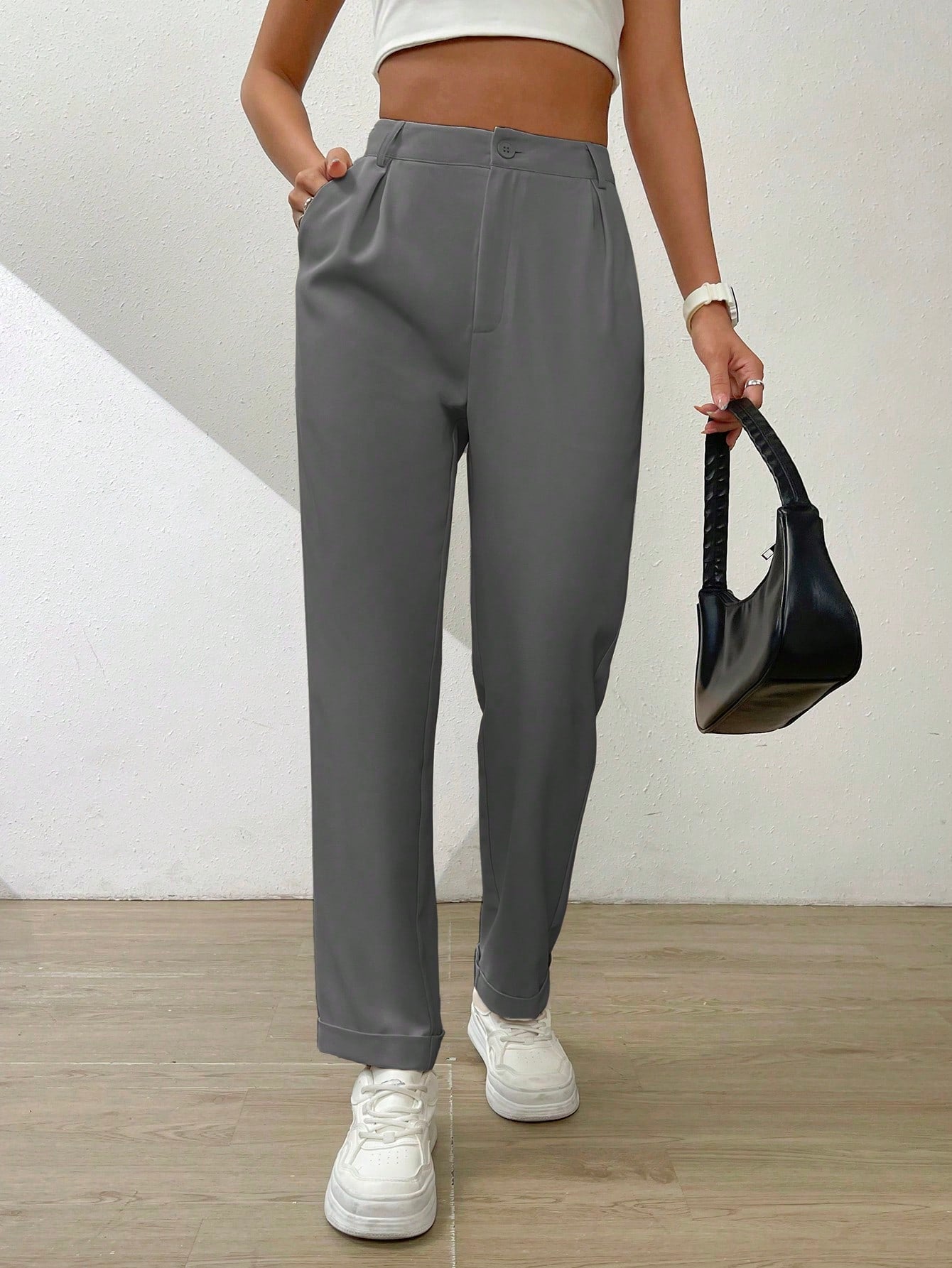 High Waist Plicated Detail Pants