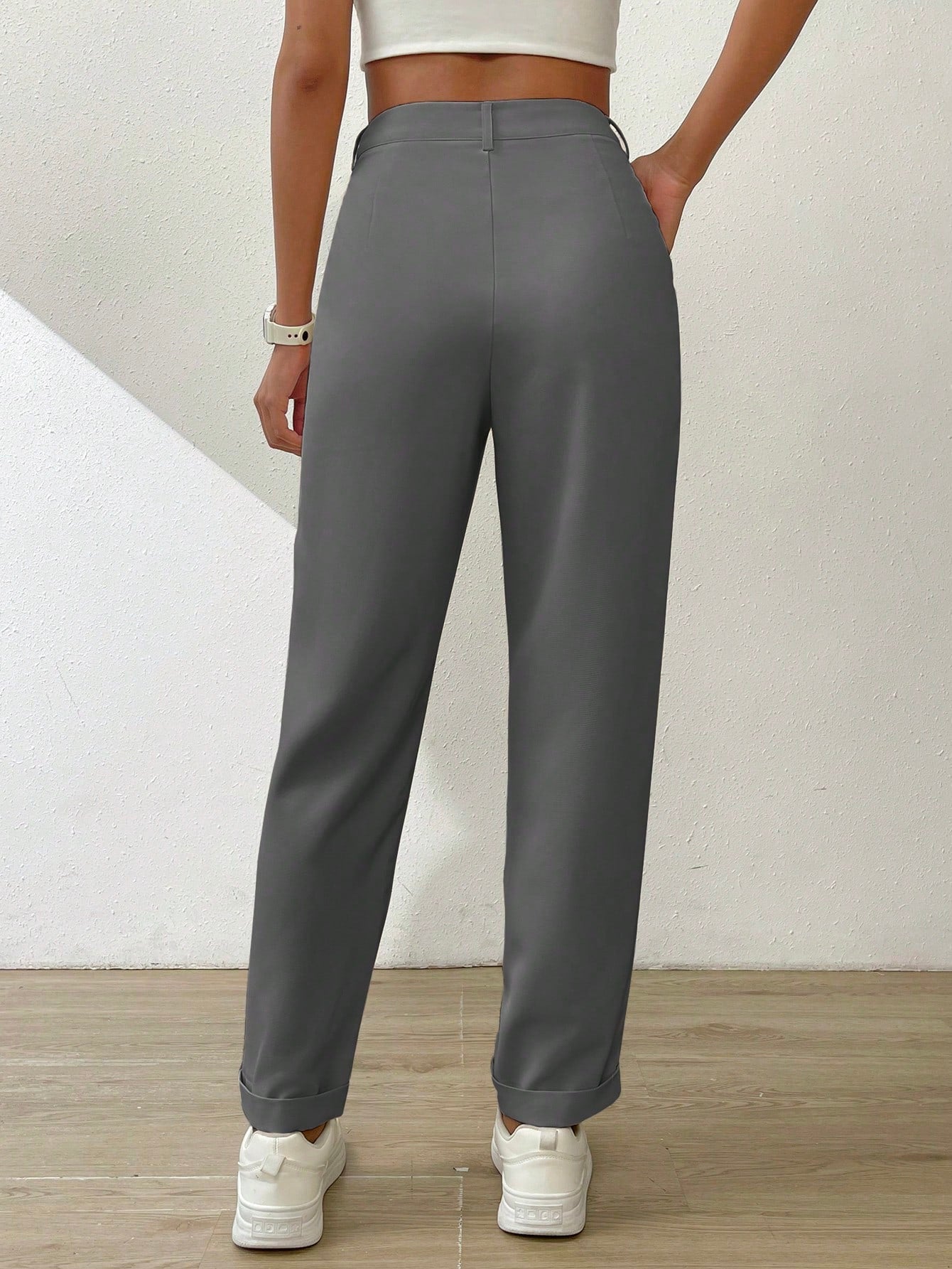 High Waist Plicated Detail Pants