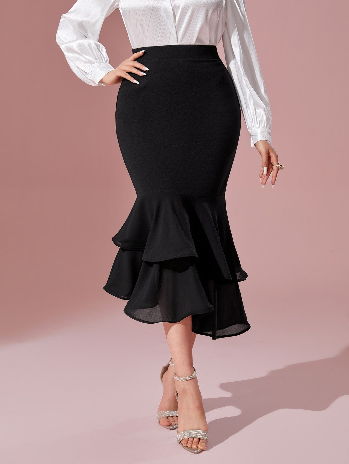 High Waist Mermaid Hem Skirt