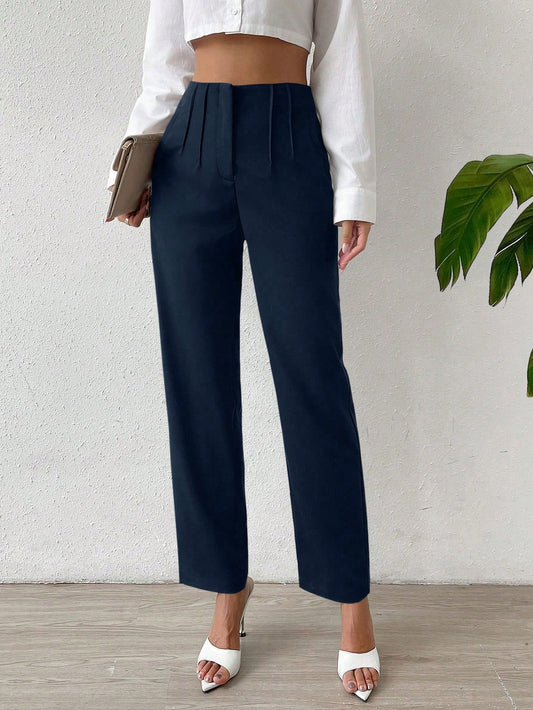 Pleated Detail Straight Leg Pants