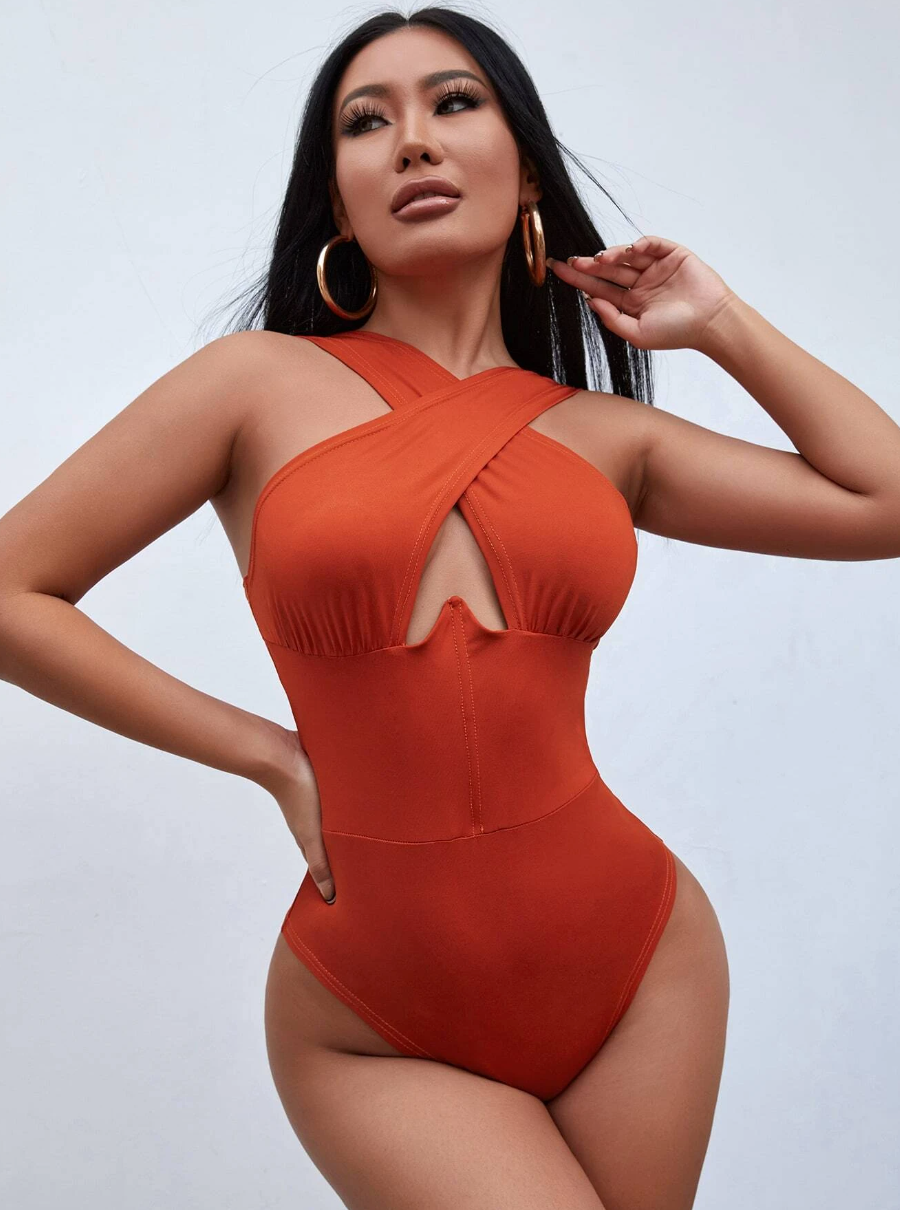 Cross Wrap Cut Out Bodysuit