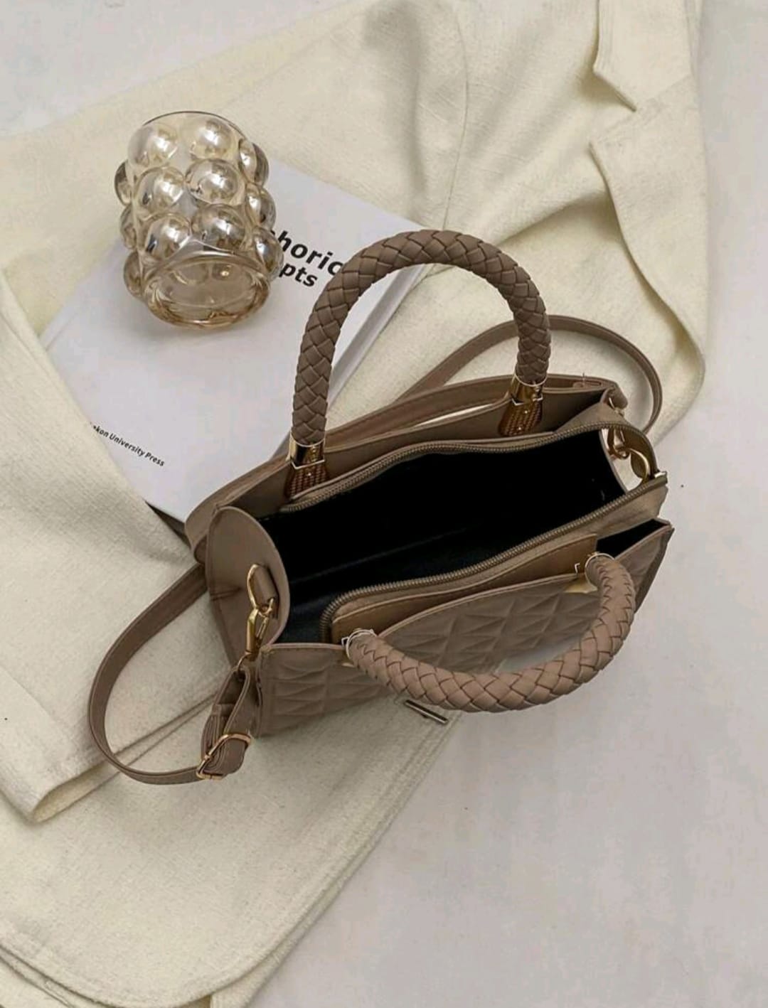 Mini Square Bag Stitching Detail Adjustable Strap PU