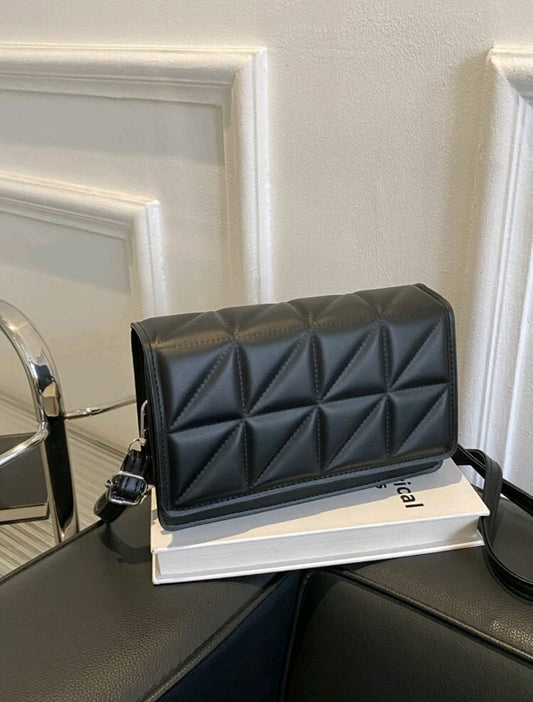 Mini Solid Color Quilted Detail Flap Square Shoulder Bag