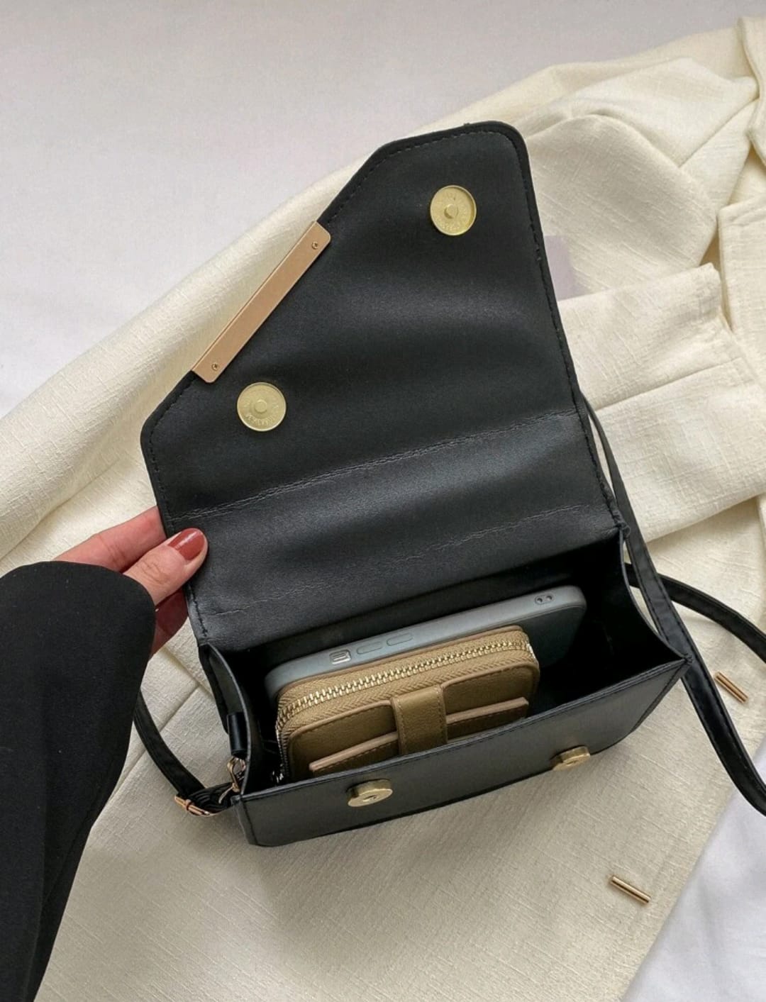 Mini Square Bag Quilted Irregular Flap PU