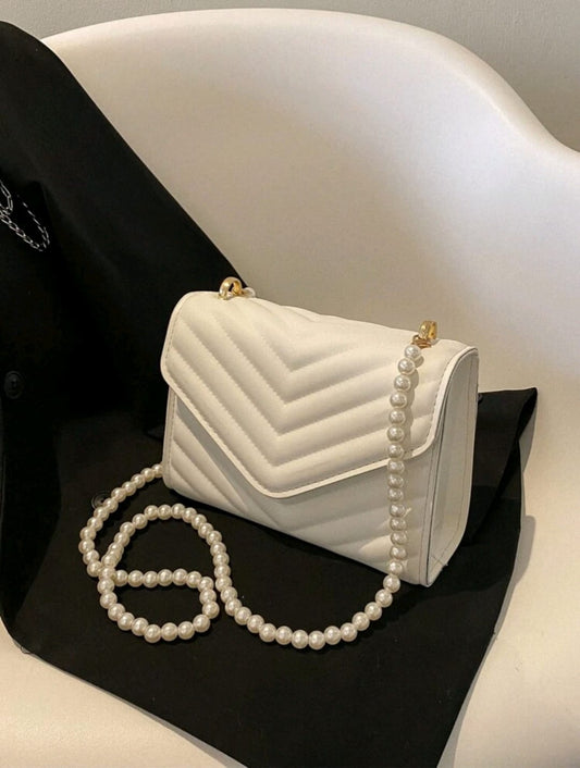 Mini Pearl Decor Flap Square Bag