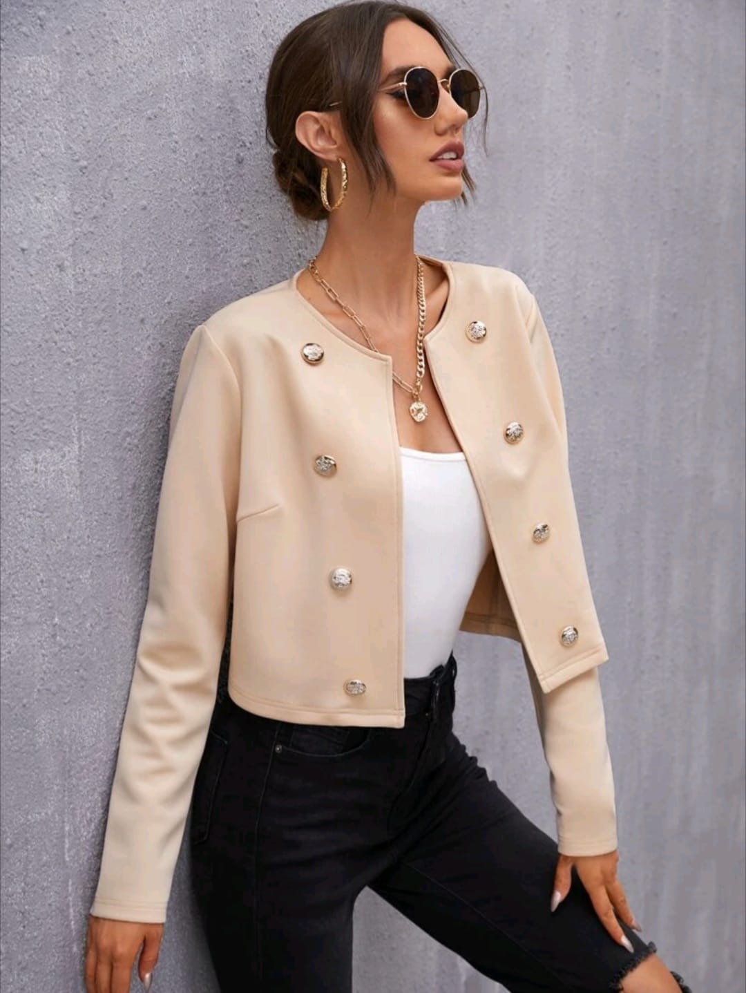 Double Breasted Crop Jacket