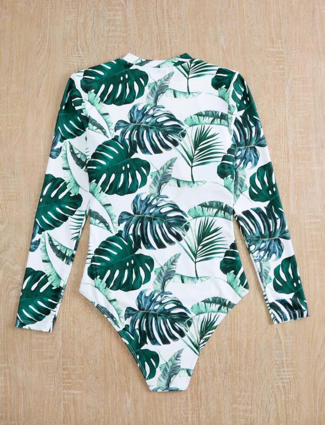 Tropical Print Zip Front One Piece Swimsuit