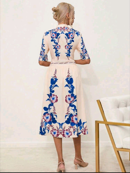 Floral Print Button Front Dress
