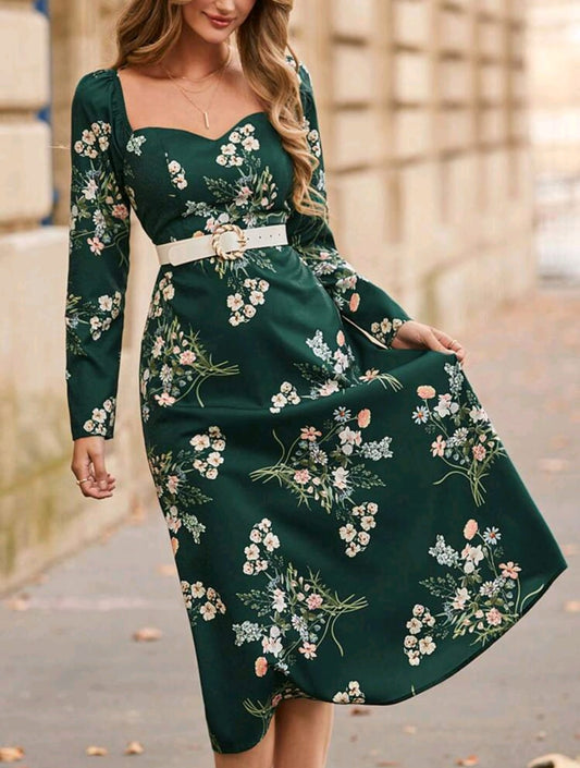 Floral Print Dress Without Belt
