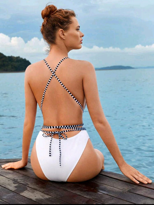 Plunging One Piece Swimsuit