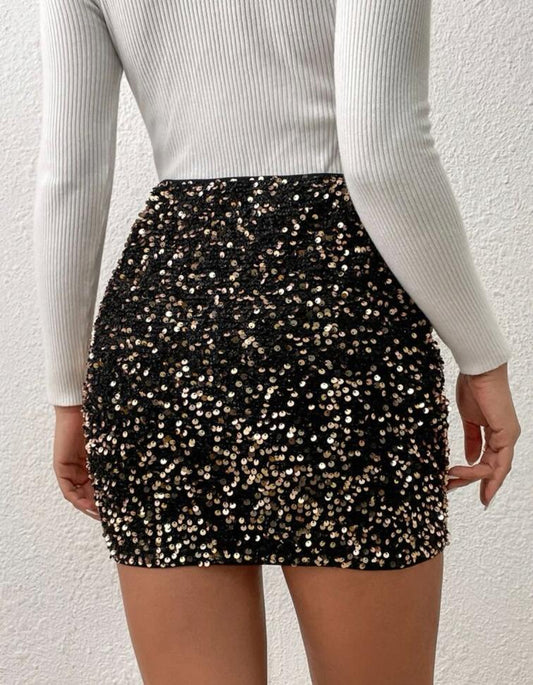 High Waist Sequin Bodycon Skirt