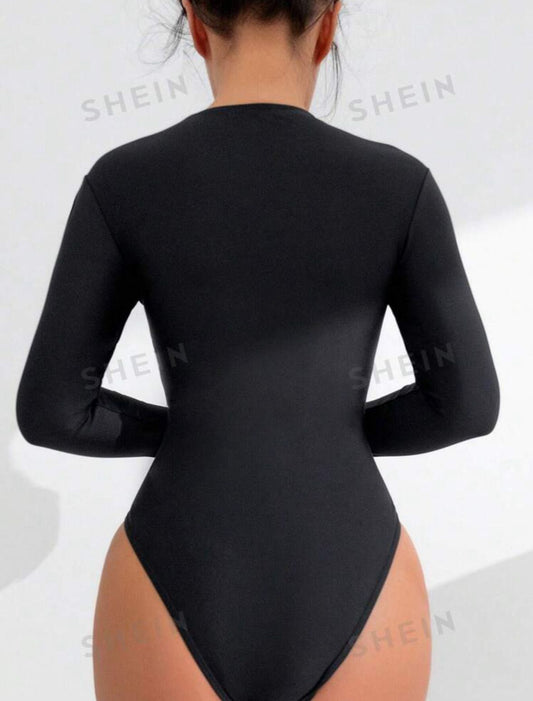 One-Piece Zipper Front Swimsuit