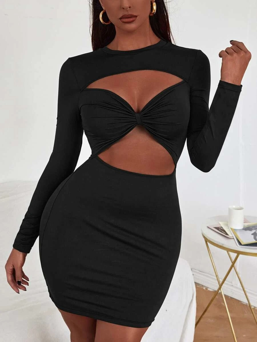 Cut Out Ruched Bodycon Dress