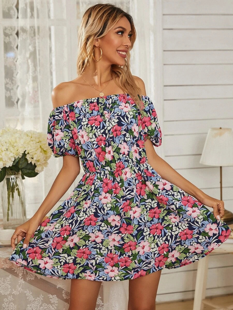 Floral Print Bardot Dress