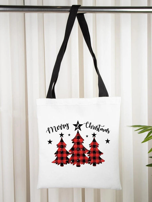Christmas Tree & Slogan Graphic Shopper Bag