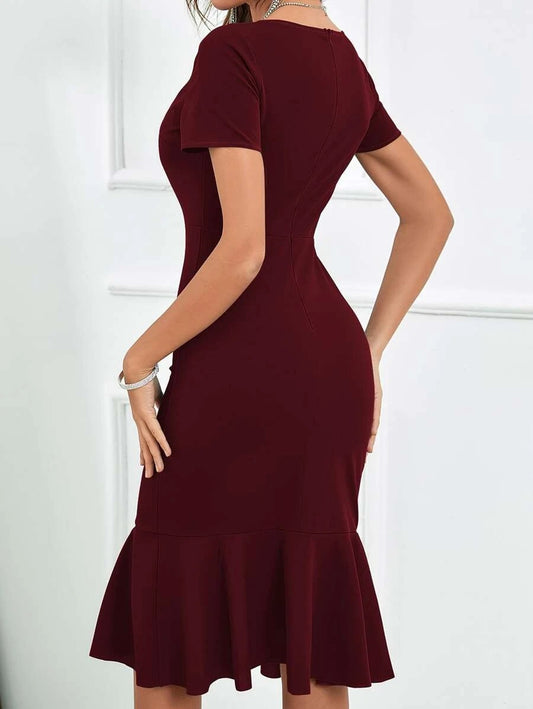 Ruched Front Mermaid Hem Dress
