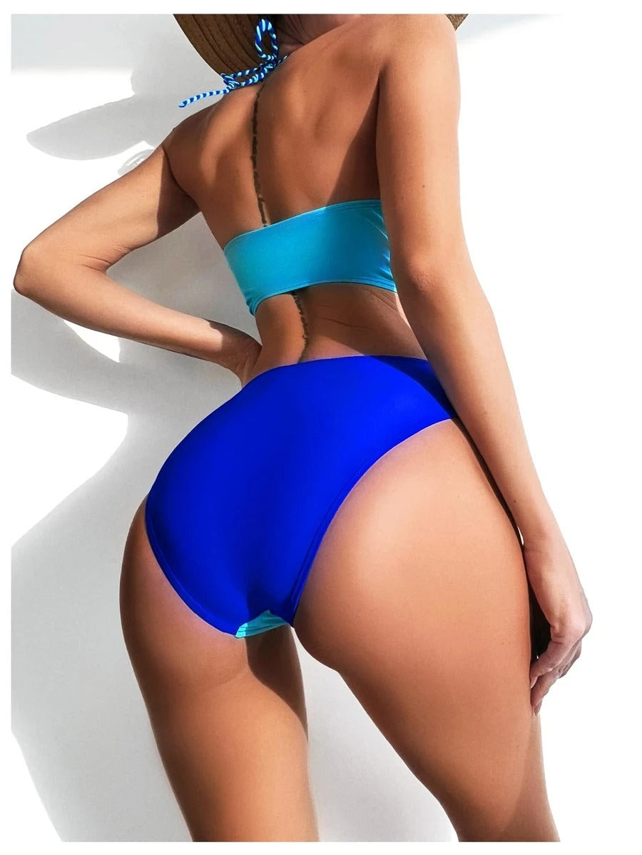 Color Block Twist Cut-out One Piece Swimsuit