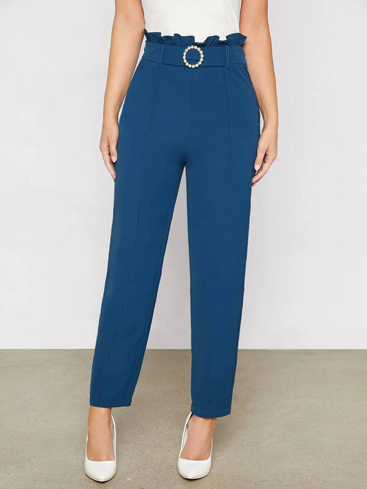 Paperbag Waist Belted Suit Pants