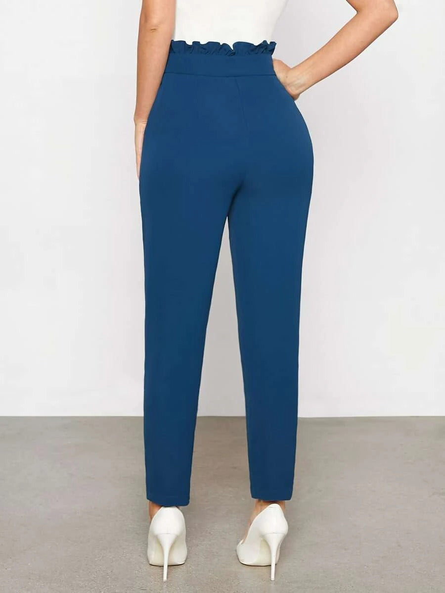 Paperbag Waist Belted Suit Pants