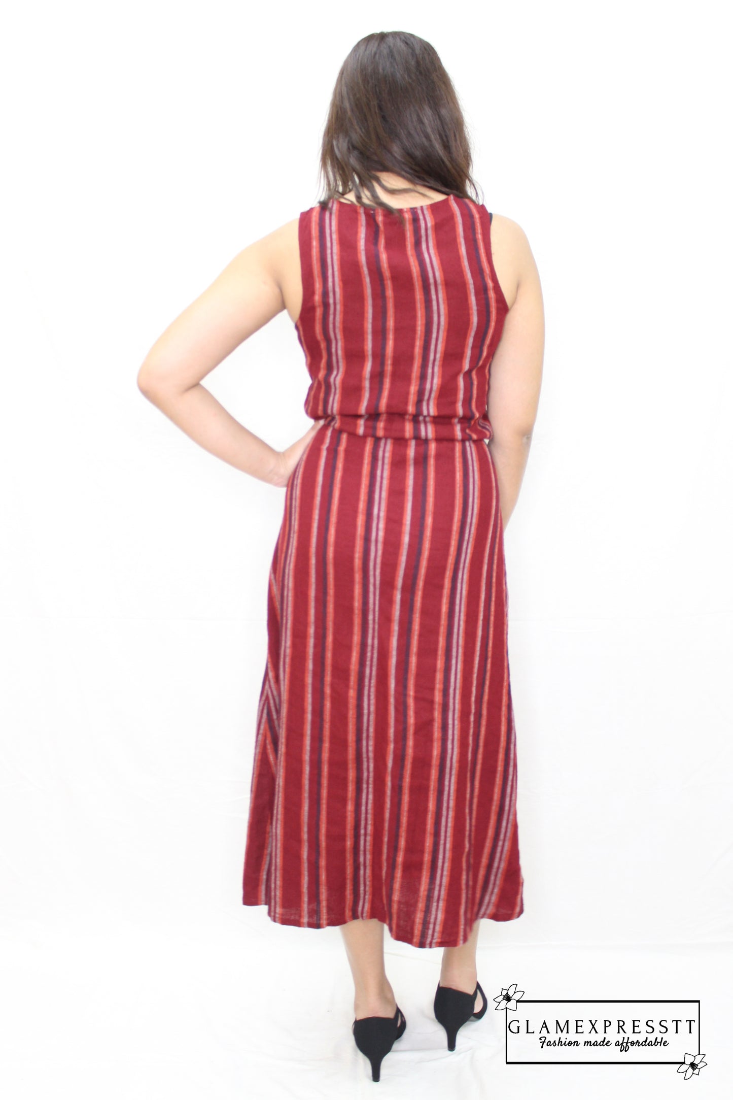 Red Stripe Button Up Maxi